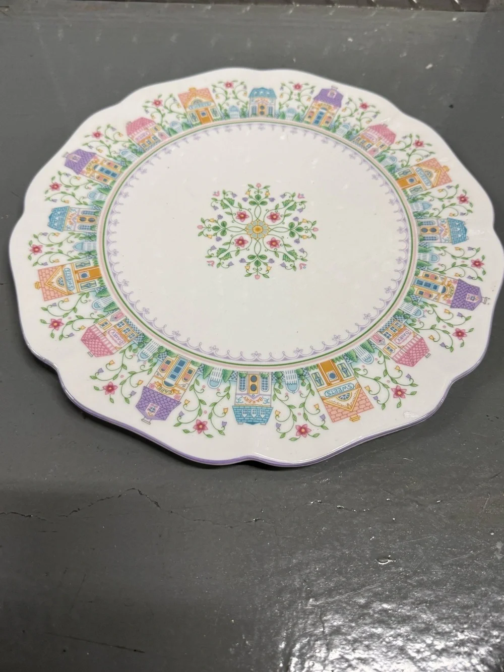 Vintage The Lenox Spice Village Cake Plate Platter 1993 Fine Porcelain Mint RARE